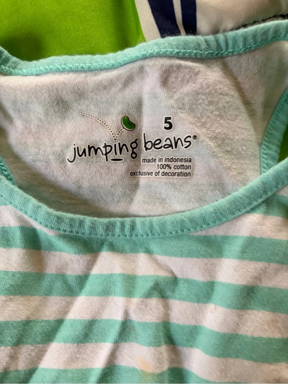 jumping beans Mint Striped Tank Dress with Pink Floral & Parrot Print